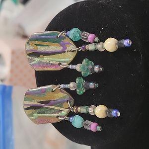 Enamel dangle earrings